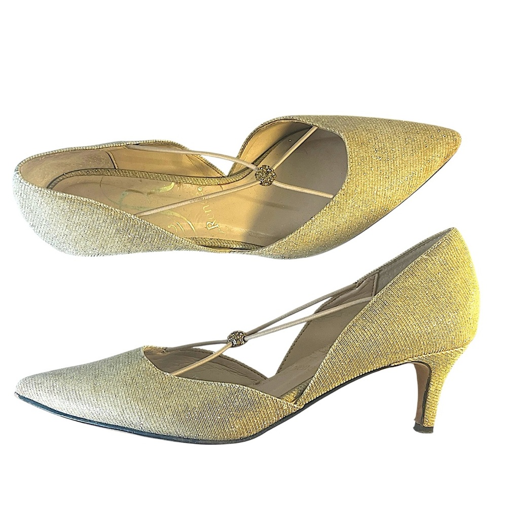 J. RENEE Elegant Women's Cream Sparkling Kitten Heels SZ 7.5